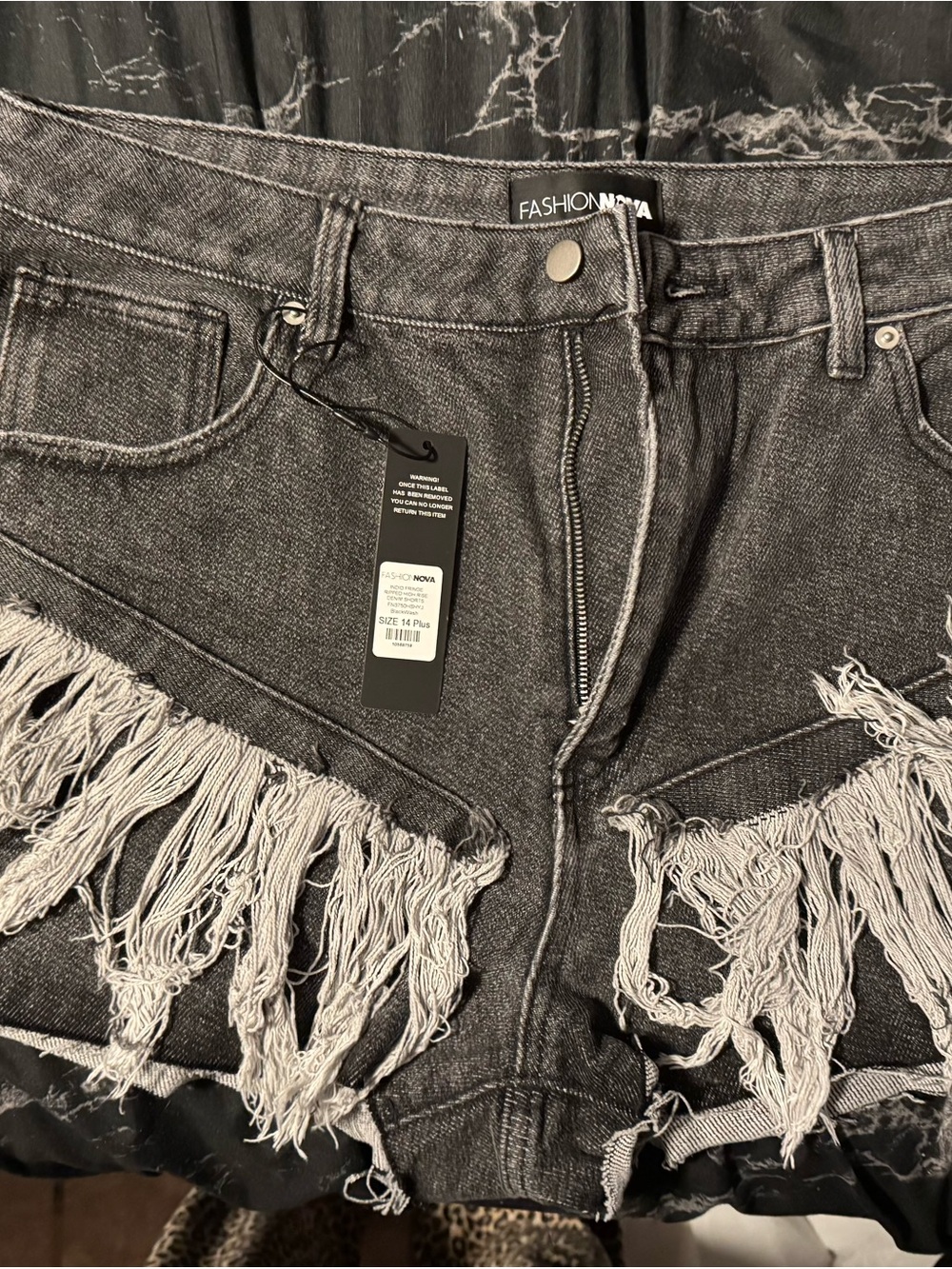 Fashion Nova Gray Frayed Hem Denim Shorts